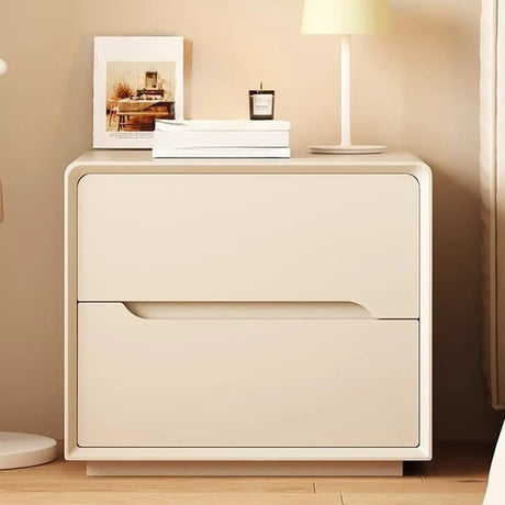 Drawer Storage Rectangular Wood Cream Functional Nightstand Image - 1