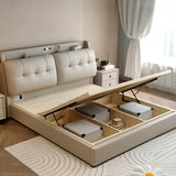 Drawers Beige Fabric Queen Storage Bed with Mattress Image - 7