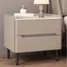 Drawers Rectangular Sintered Stone Wood Beige Nightstand Image - 2