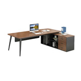 Drawers Storage Shelf Steel Base L-Shape Computer Desk Image - 12