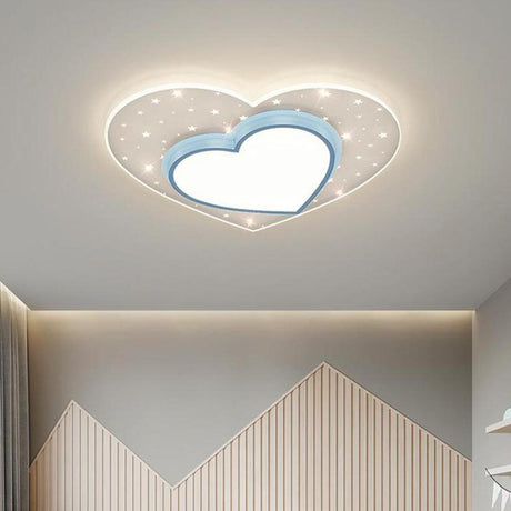 Dreamy Blue Heart-Shaped LED Flush Mount Ceiling Light Image - 1