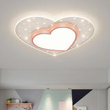 Dreamy Blue Heart-Shaped LED Flush Mount Ceiling Light Image - 7