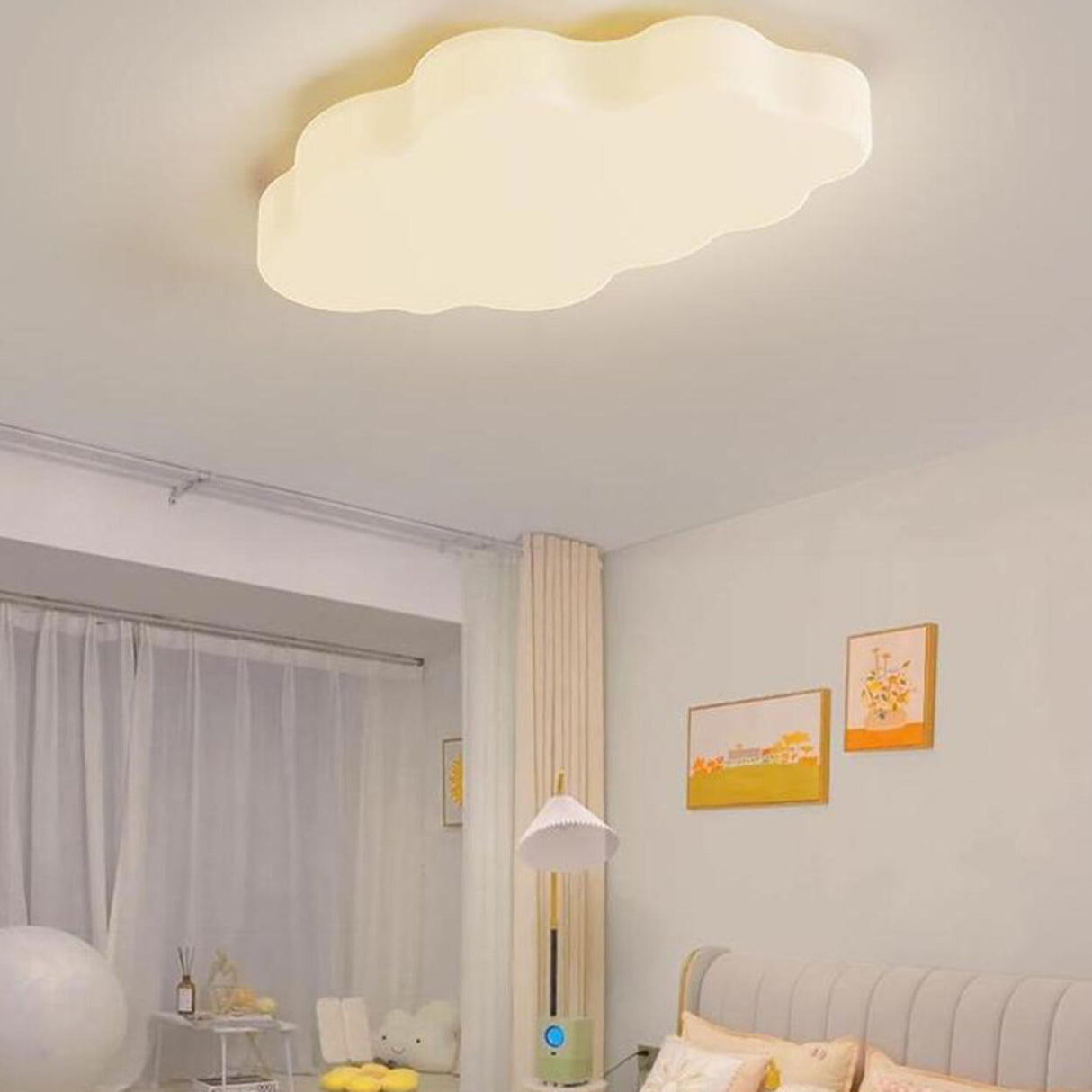 Dreamy Dimmable White Cloud-Shaped LED Flush Mount Lamp Image - 1