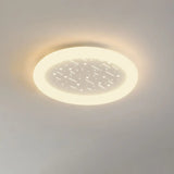 Dreamy Pink Round Starry LED Flush Mount Ceiling Light Image - 3