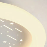 Dreamy Pink Round Starry LED Flush Mount Ceiling Light Image - 4