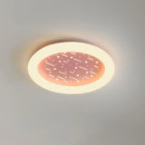 Dreamy Pink Round Starry LED Flush Mount Ceiling Light Image - 6