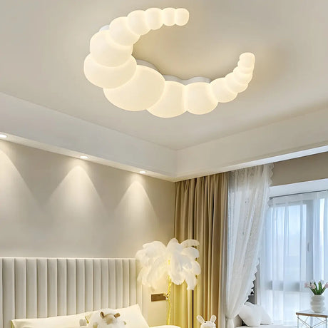 Dreamy White Crescent Resin Flush Mount Ceiling Light Image - 2