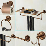 Drill and Screw Mount Round Copper Bathroom Hardware Set Image - 1