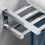 Drill and Screw Mount Square Chrome Bathroom Storage Set Image - 13