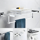 Drill and Screw Mount Square Chrome Bathroom Storage Set Image - 23