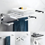 Drill and Screw Mount Square Chrome Bathroom Storage Set Image - 25