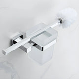 Drill and Screw Mount Square Chrome Bathroom Storage Set Image - 3