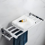 Drill and Screw Mount Square Chrome Bathroom Storage Set Image - 4