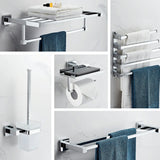 Drill and Screw Mount Square Chrome Bathroom Storage Set Image - 8