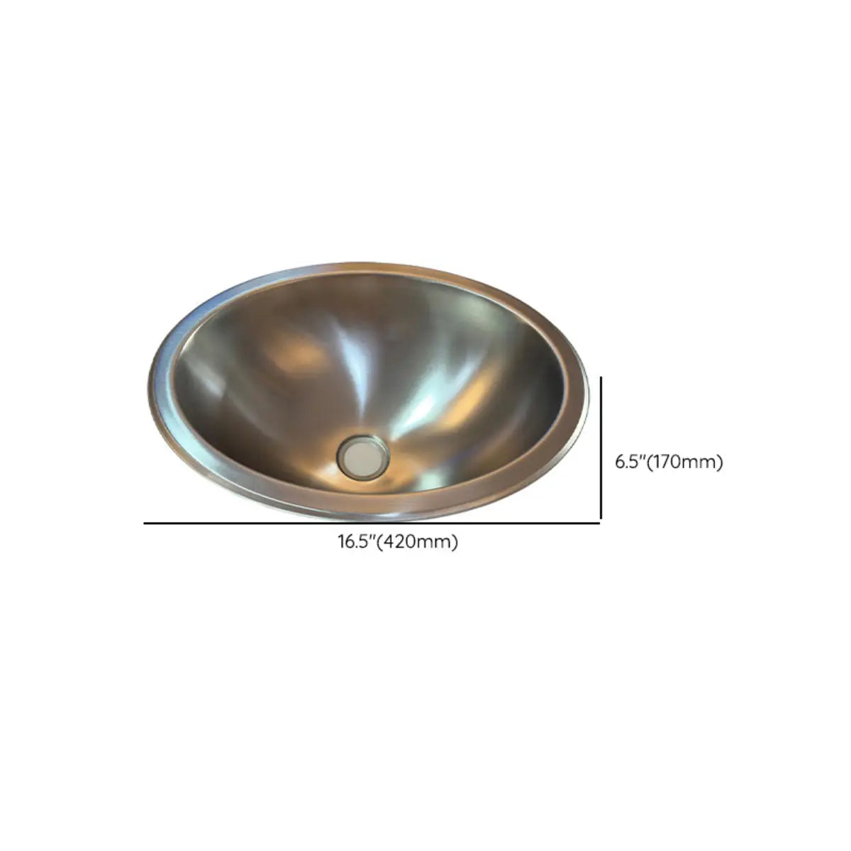 Drop-In Silver Circular Stainless Steel Bathroom Sink 