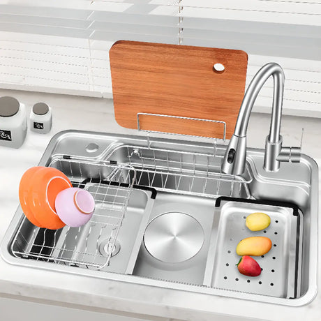 Drop-In Sound Dampening Kitchen Sink with Sponge Holder Image - 1