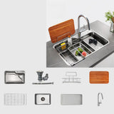 Drop-In Stainless Steel Kitchen Sink with Faucet Holes Image - 4