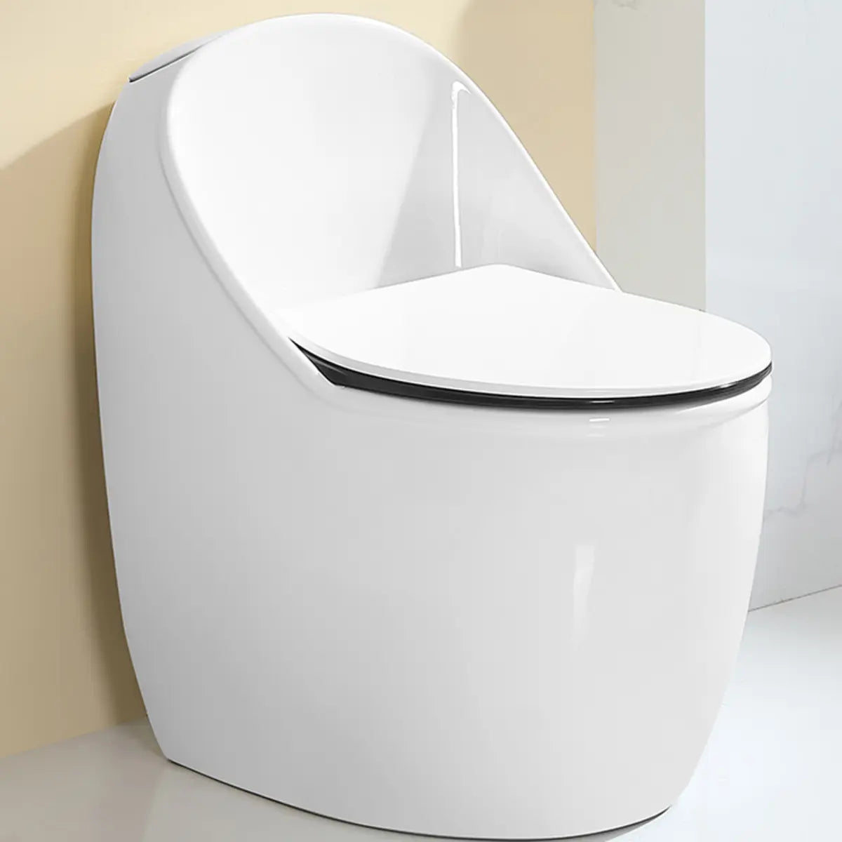 Dual-Flush Antimicrobial Seat Oval White Compact Toilet Image - 1