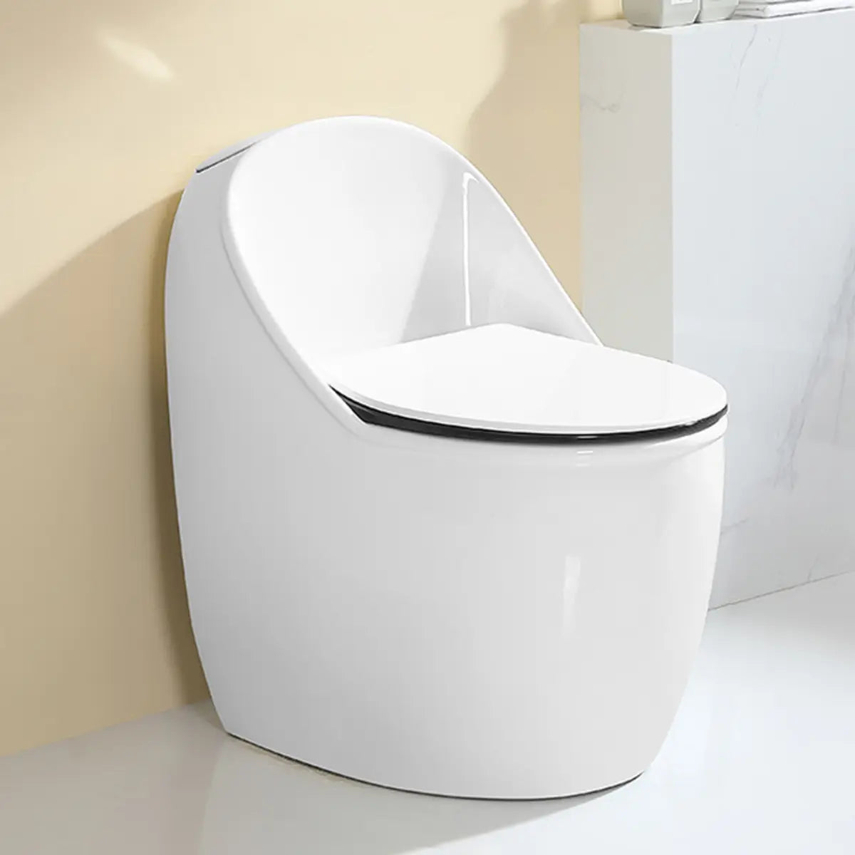 Dual-Flush Antimicrobial Seat Oval White Compact Toilet Image - 11