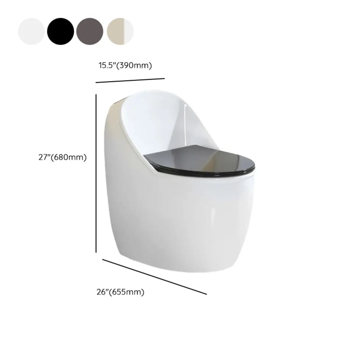 Dual-Flush Antimicrobial Seat Oval White Compact Toilet 