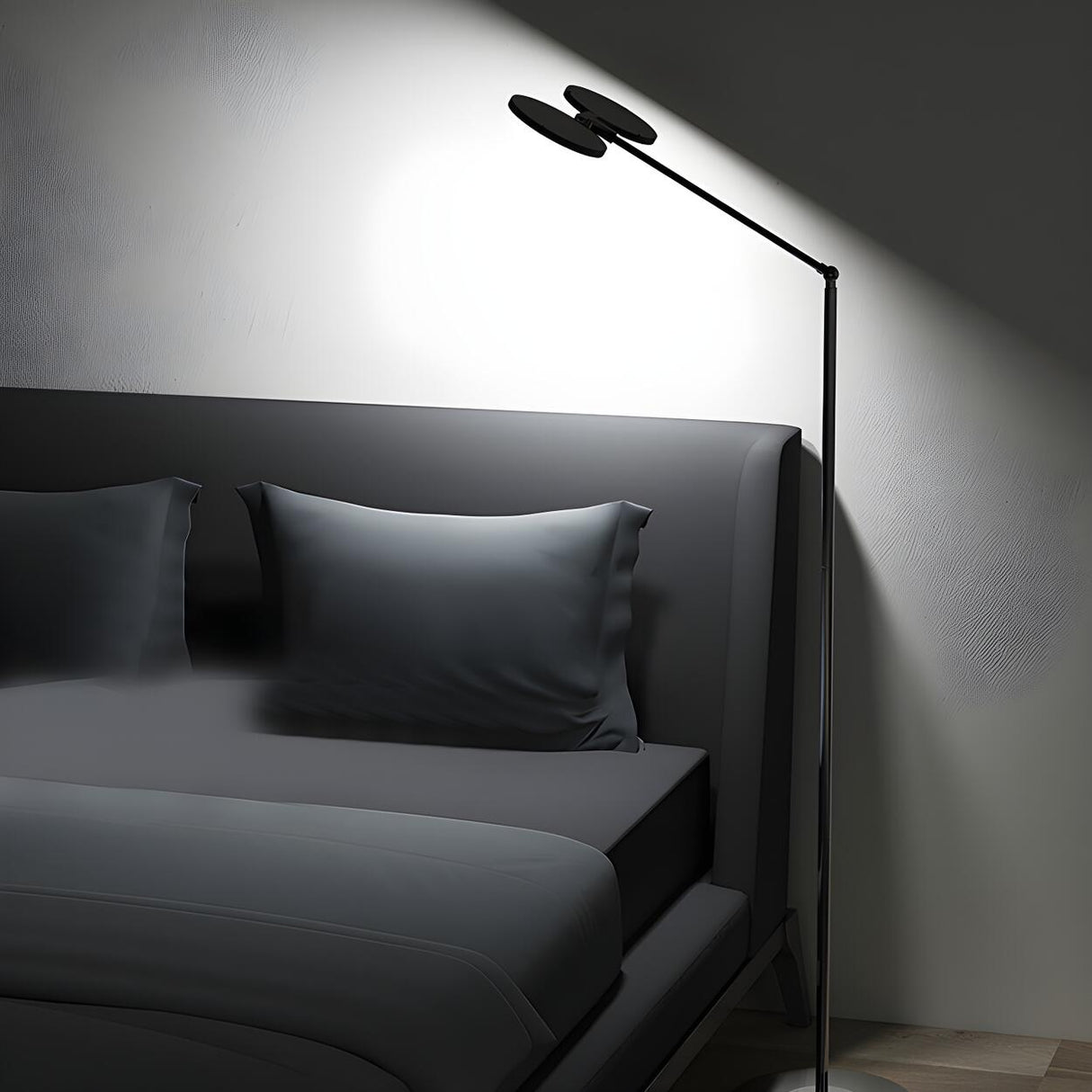 Dual-Head Round Adjustable LED Modern Floor Lamp Image - 11