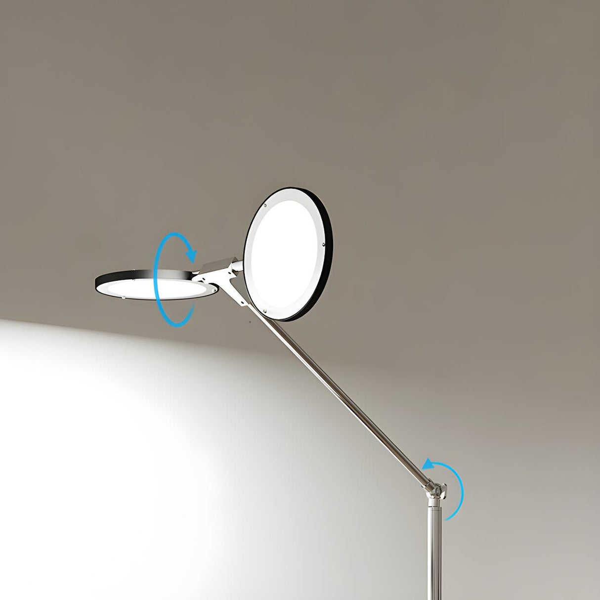 Dual-Head Round Adjustable LED Modern Floor Lamp Image - 4