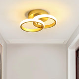 Dual Ring Gold LED Semi-Flush Mount Light Hallway Image - 1