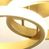 Dual Ring Gold LED Semi-Flush Mount Light Hallway Image - 6