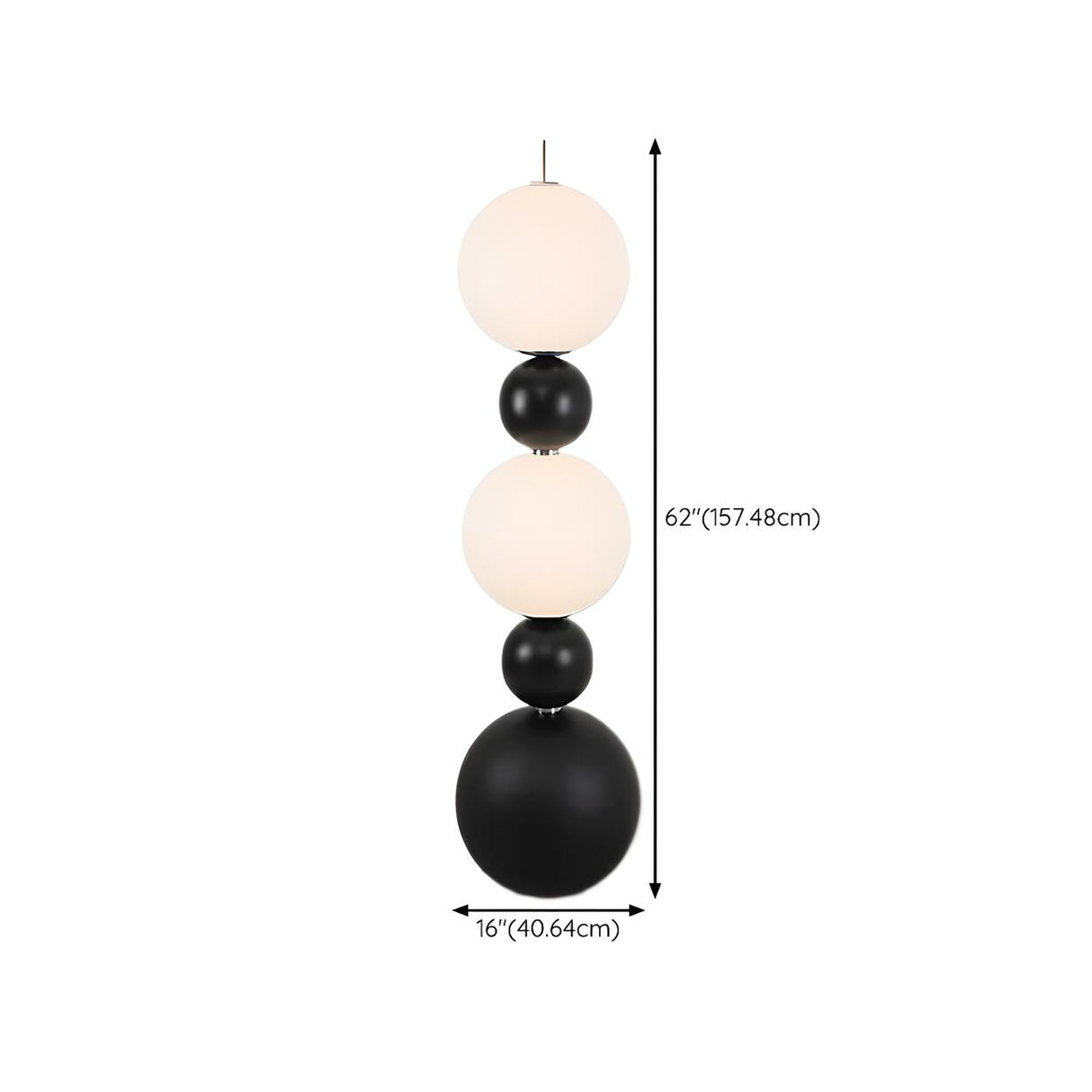 Dual Spheres Contemporary Black Sculptural Floor Lamp Image - 13