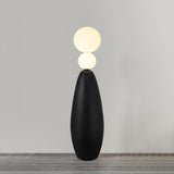 Dual Spheres Contemporary Black Sculptural Floor Lamp Image - 2