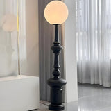 Dual Spheres Contemporary Black Sculptural Floor Lamp Image - 5