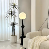 Dual Spheres Contemporary Black Sculptural Floor Lamp Image - 6