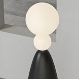 Dual Spheres Contemporary Black Sculptural Floor Lamp Image - 9