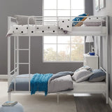 Durable Metal Frame Black Twin Bunk Bed with Guardrail Image - 3