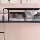 Durable Metal Frame Black Twin Bunk Bed with Guardrail Image - 7