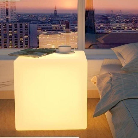 Durable Modern White Square Bedside LED Floor Lamp Image - 1