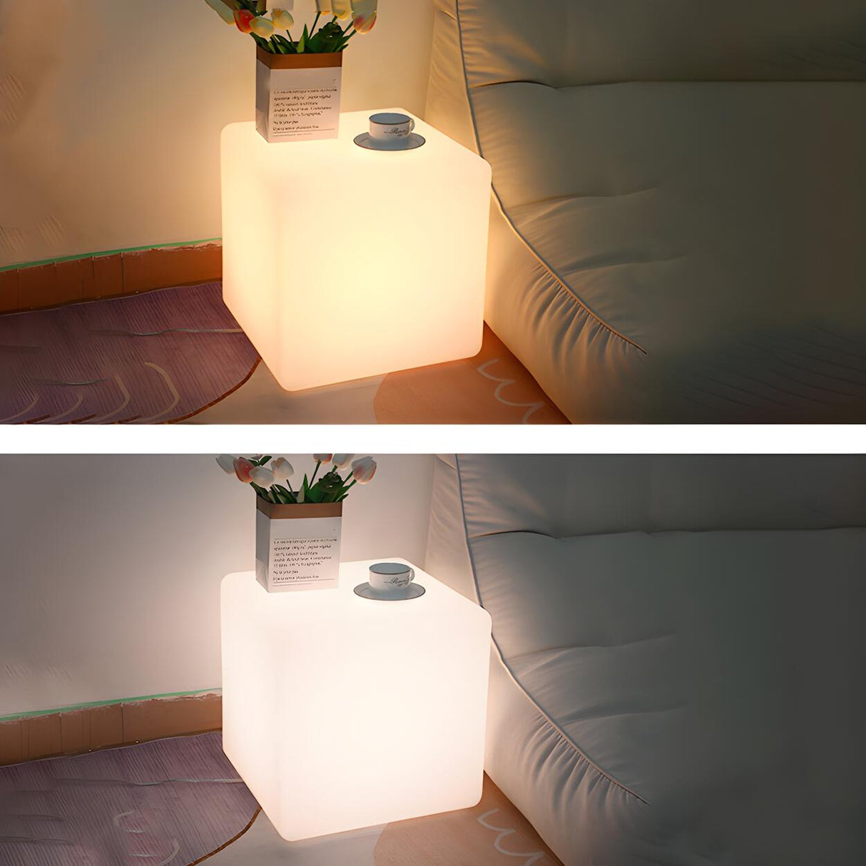 Durable Modern White Square Bedside LED Floor Lamp Image - 8