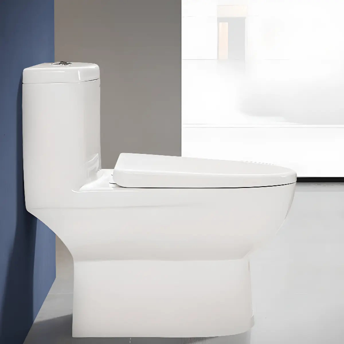 Efficient Elongated Ceramic White Gravity Flush Toilet Image - 3