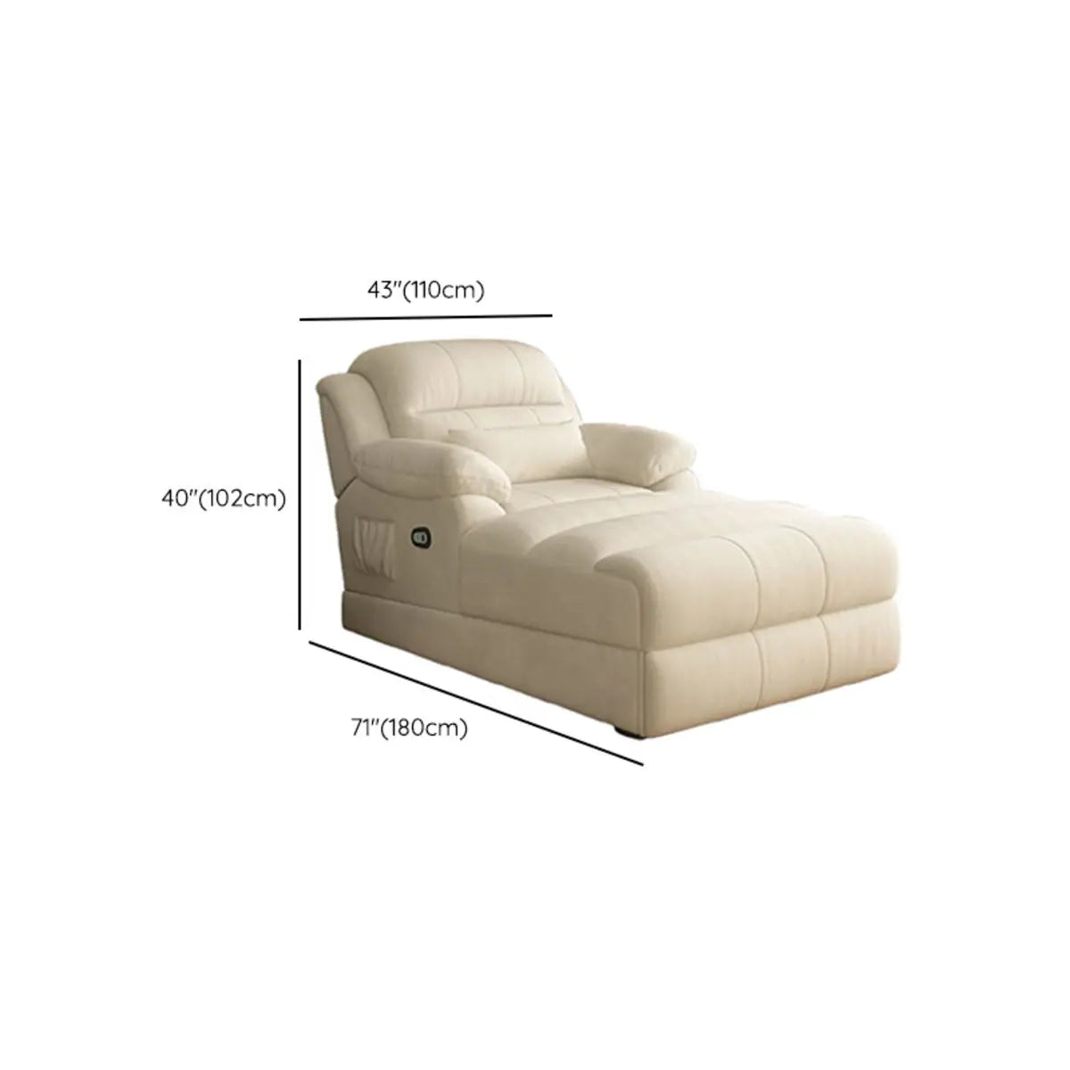 Electric White Reclining Storage Dual-Sided Arm Chaise 