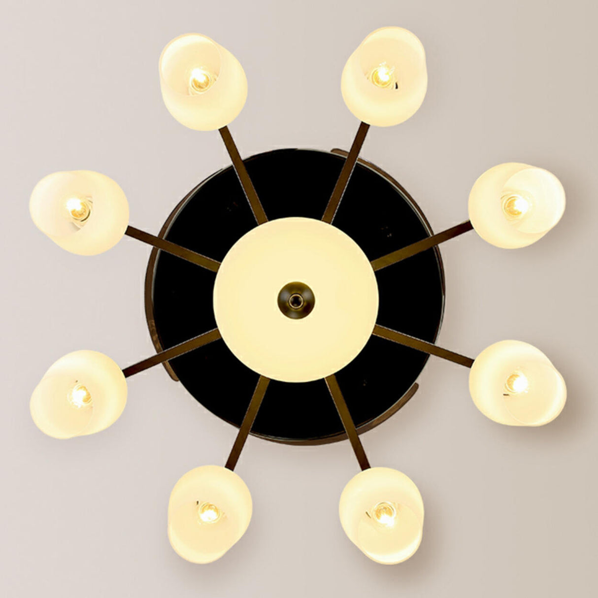 Elegant 3 Blade Glass Shade Chandelier Fan with Light Image - 12