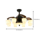 Elegant 3 Blade Glass Shade Chandelier Fan with Light Image - 19