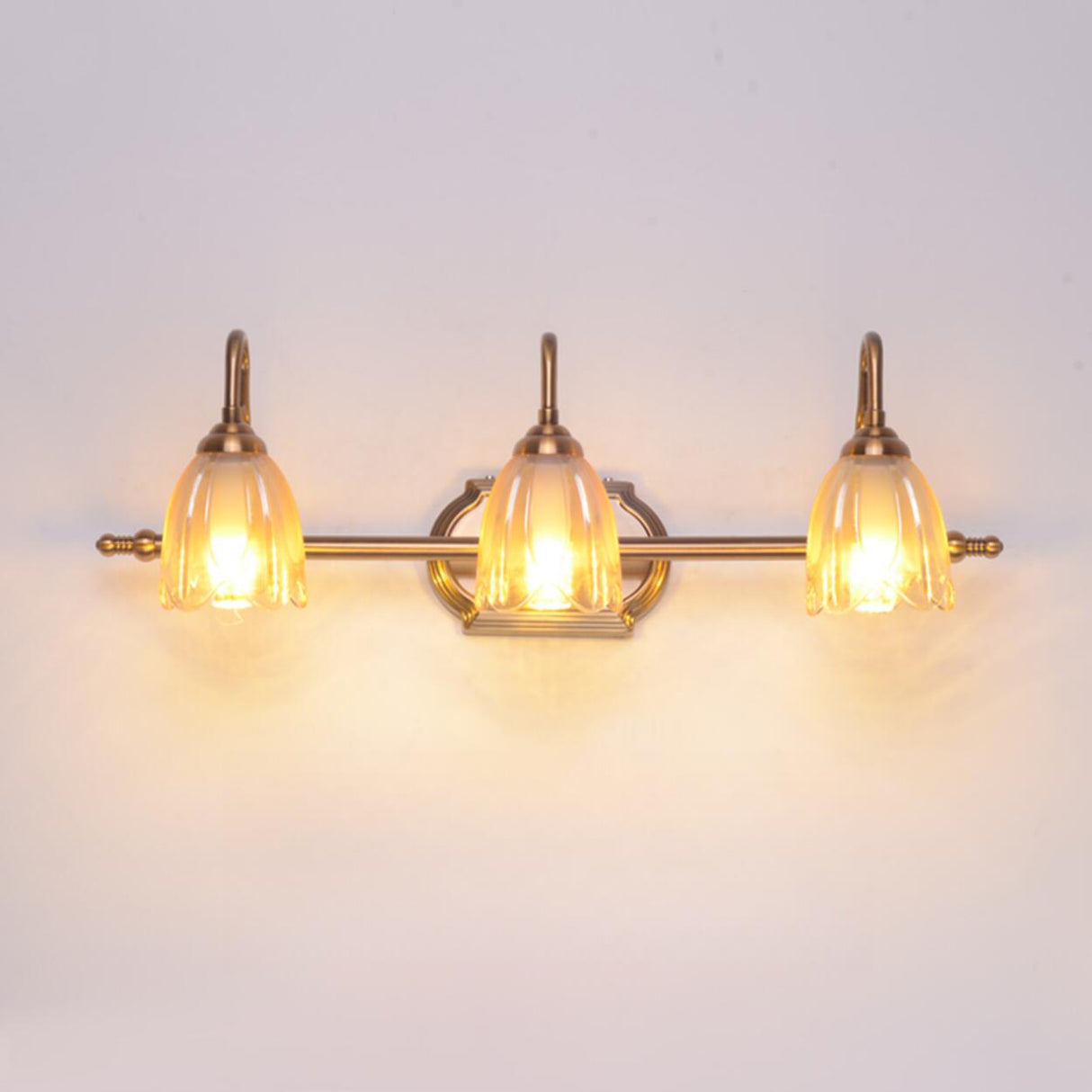 Elegant 3-Light Clear Glass Brass LED Vanity Light  Image - 4