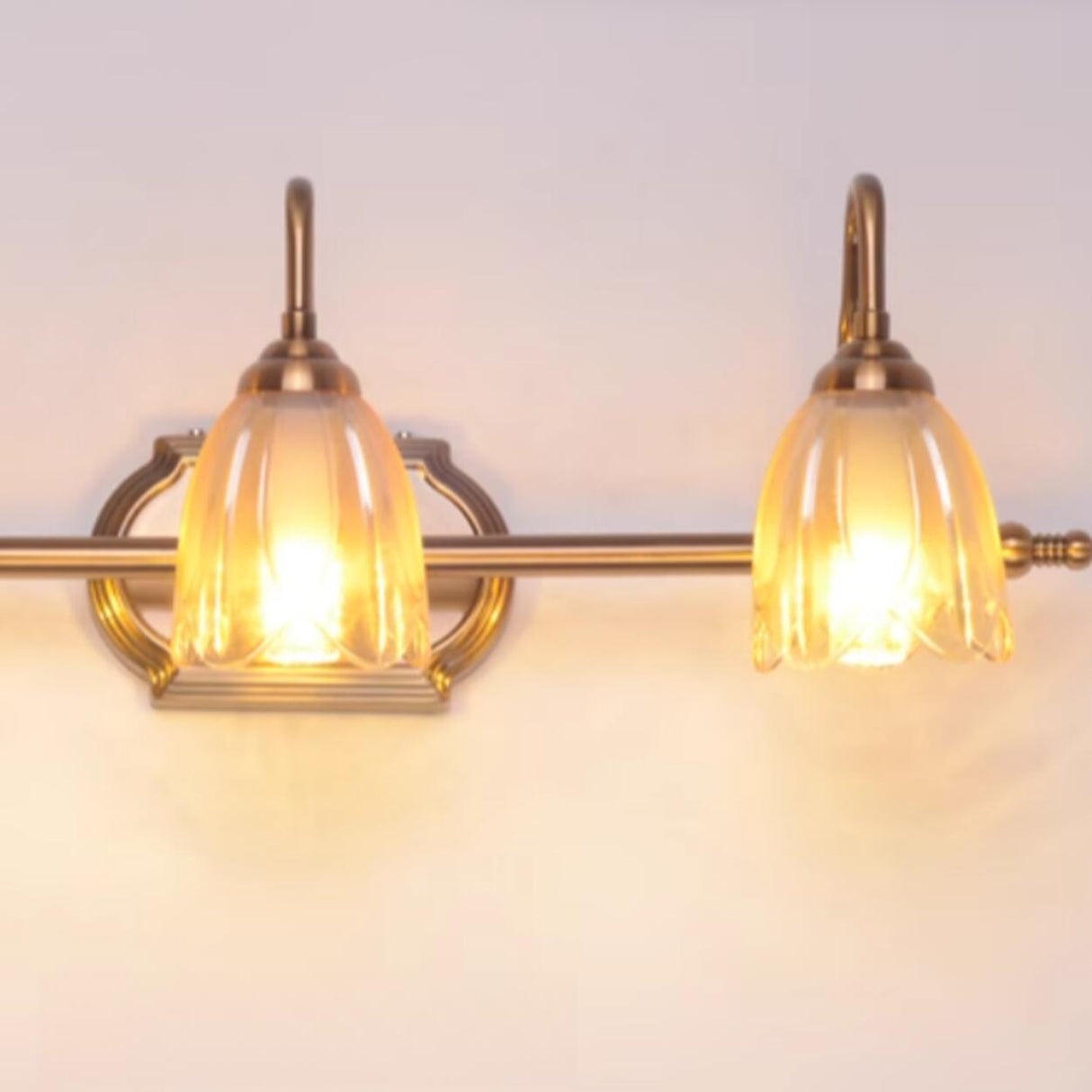 Elegant 3-Light Clear Glass Brass LED Vanity Light  Image - 8