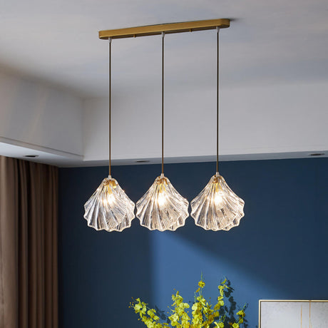 Elegant 3-Light Glass Shell Island Pendant Lights Image - 1