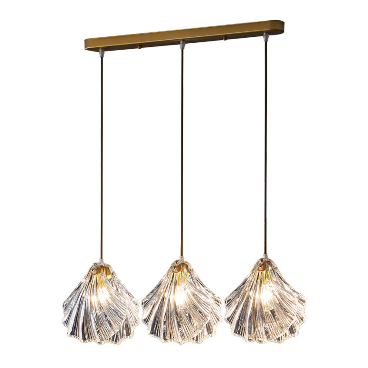 Elegant 3-Light Glass Shell Island Pendant Lights Image - 6