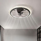 Elegant 5 Blade Circular Crystal LED Ceiling Fan Light Image - 1