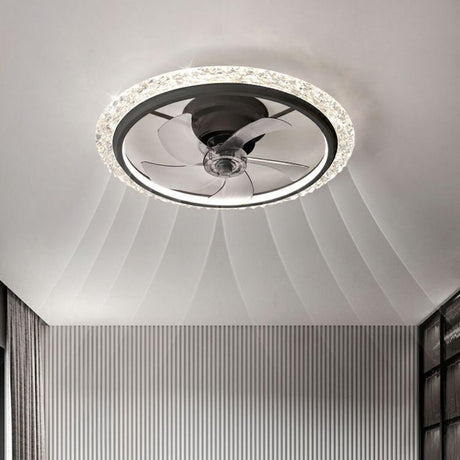 Elegant 5 Blade Circular Crystal LED Ceiling Fan Light Image - 1