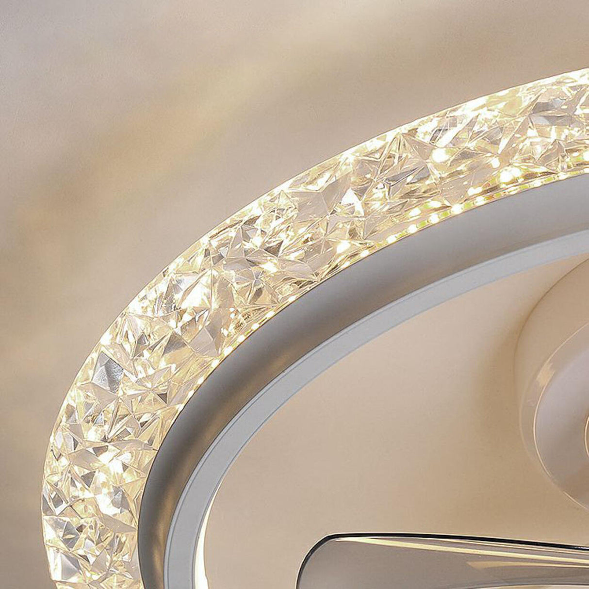 Elegant 5 Blade Circular Crystal LED Ceiling Fan Light Image - 10