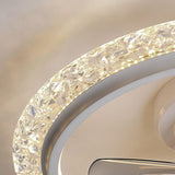 Elegant 5 Blade Circular Crystal LED Ceiling Fan Light Image - 10