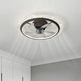 Elegant 5 Blade Circular Crystal LED Ceiling Fan Light Image - 6